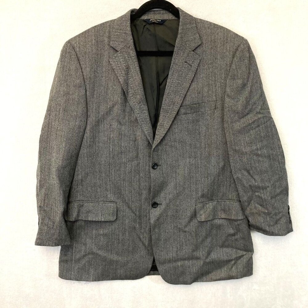 Joseph & Feiss Gold 100% Lambswool Blazer Jacket 44R Gray Formal Quiet‎ Luxury